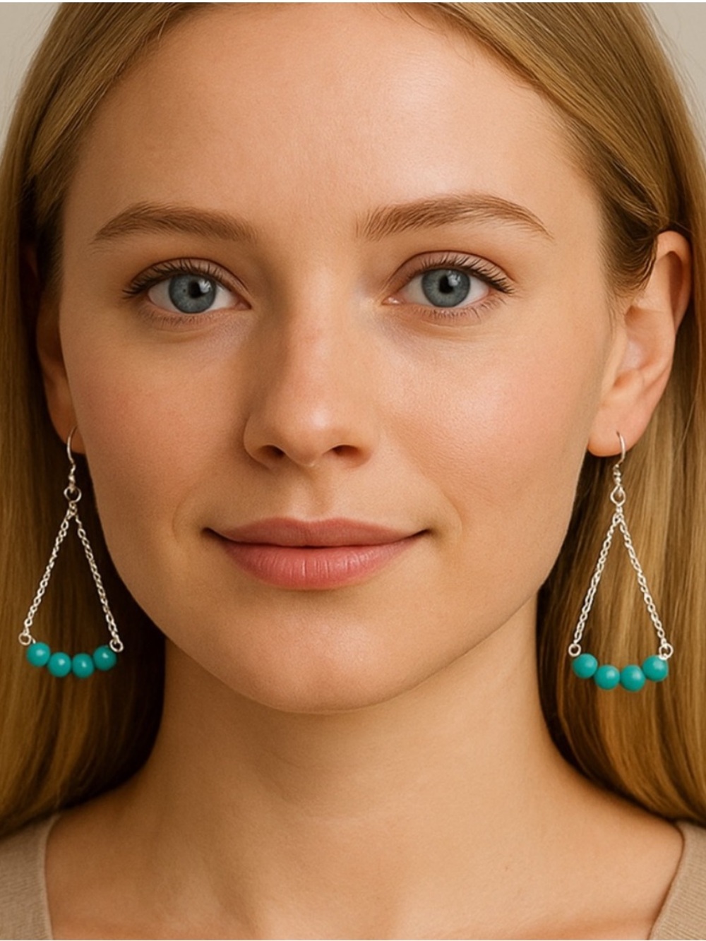 Handmade Boho Turquoise Dangle Earrings Silver Tone Western Festival Jewelry